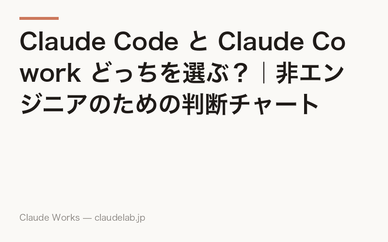 Claude Code と Claude Cowork どっちを選ぶ?|非エンジニアのための判断チャート