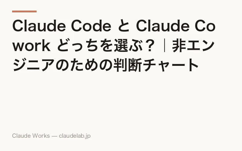 Claude Code と Claude Cowork どっちを選ぶ?|非エンジニアのための判断チャート