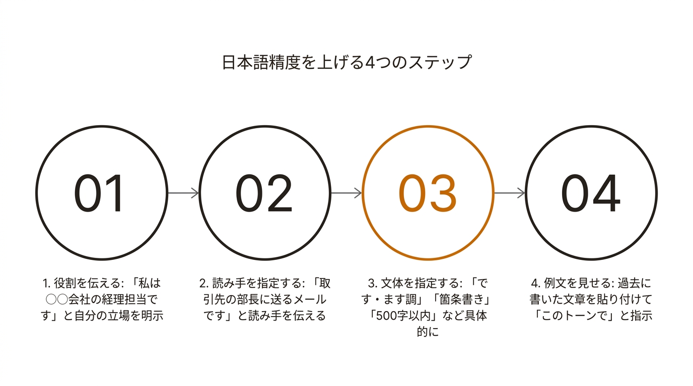 日本語精度を上げる4つのステップ