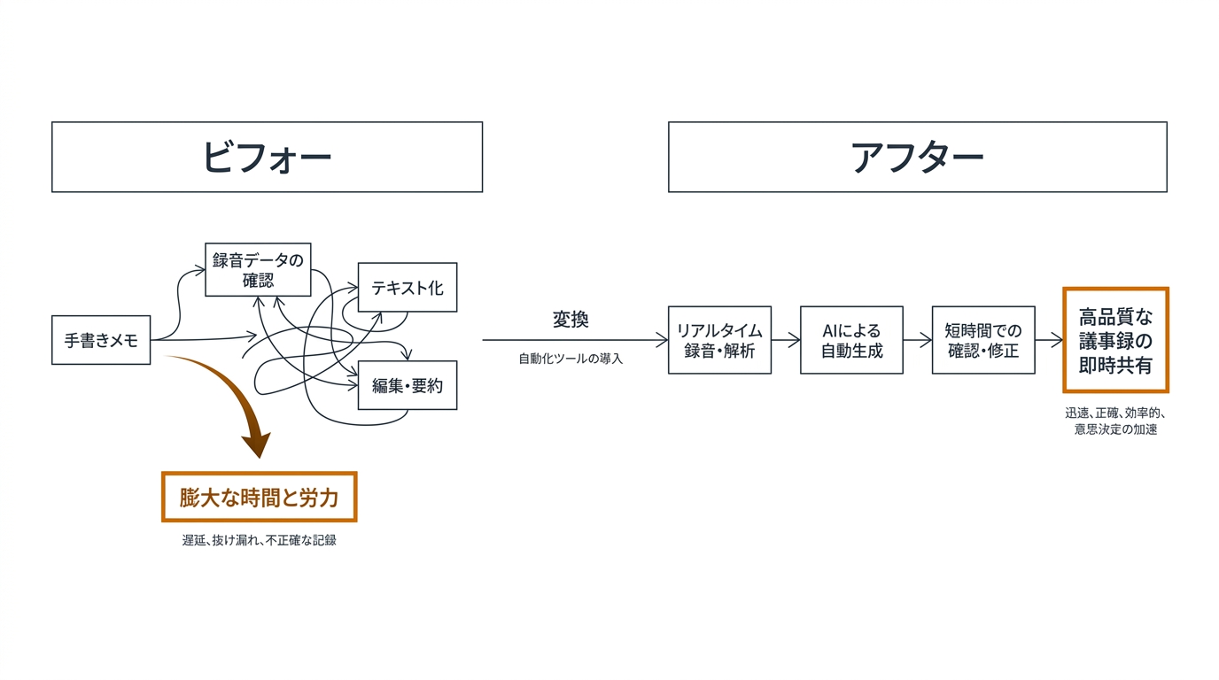 議事録作業のビフォー・アフター
