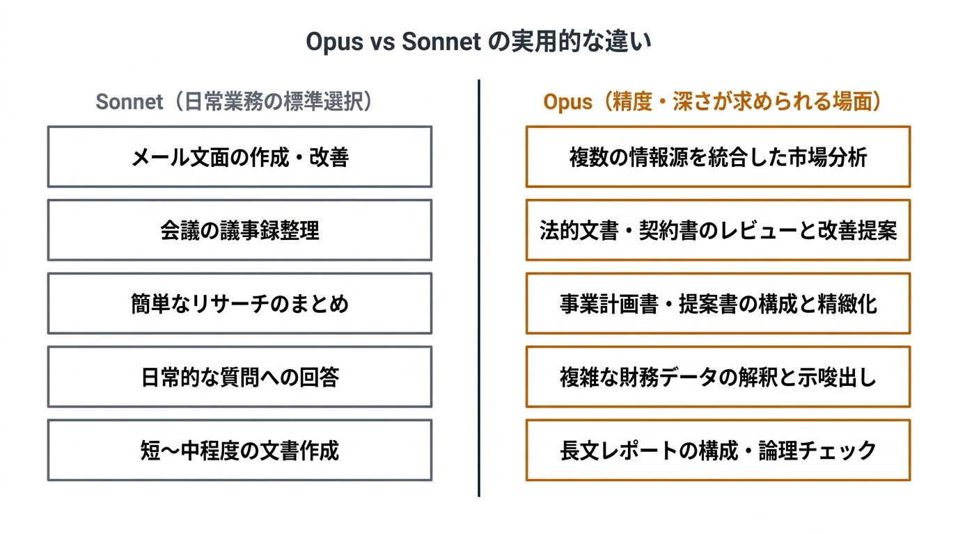 Opus vs Sonnet の実用的な違い