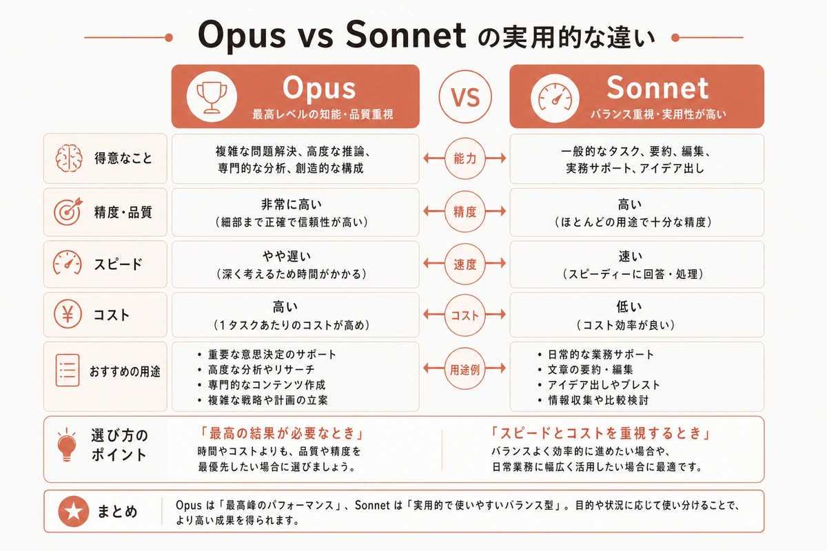 Opus vs Sonnet の実用的な使い分け