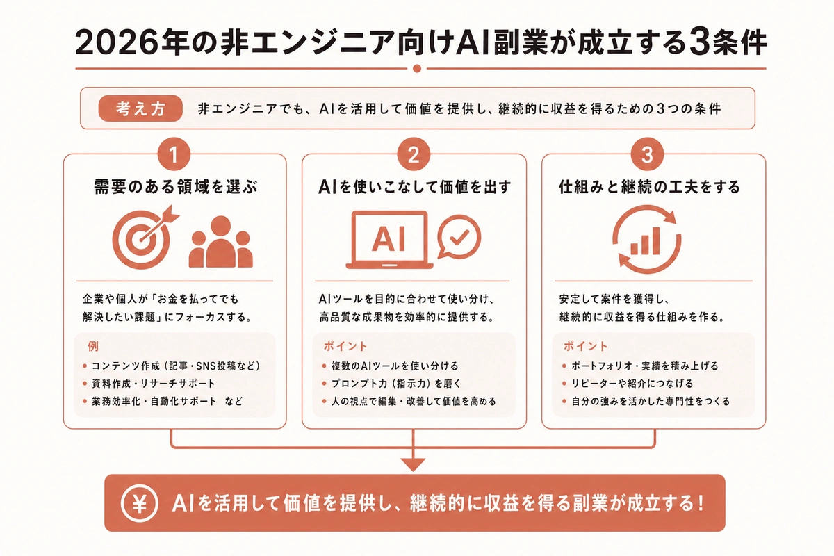 2026年の非エンジニア向けAI副業が成立する3条件