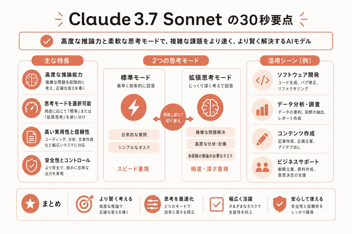 Claude 3.7 Sonnet の30秒要点