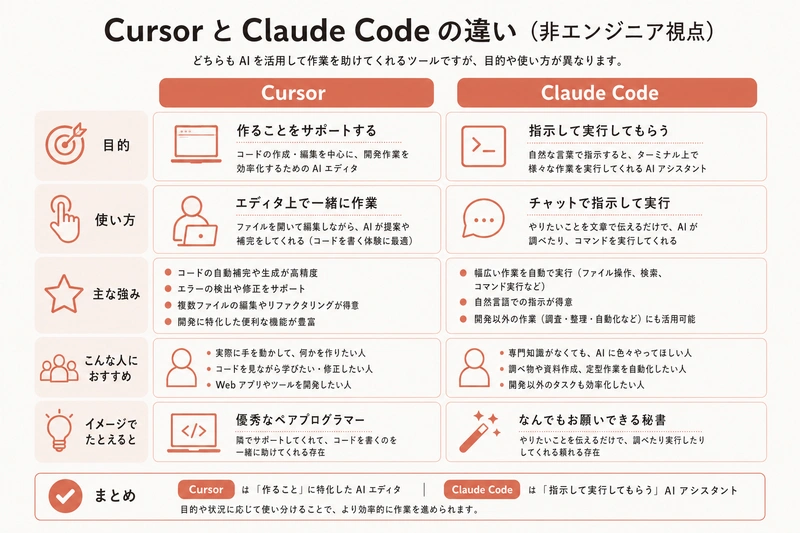 Cursor と Claude Code の違い(非エンジニア視点)