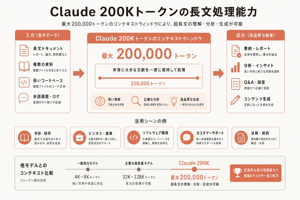 Claude 200Kトークンの長文処理能力