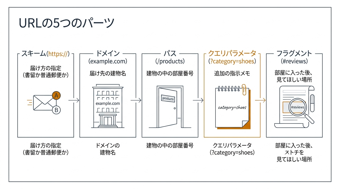URLの5つのパーツ