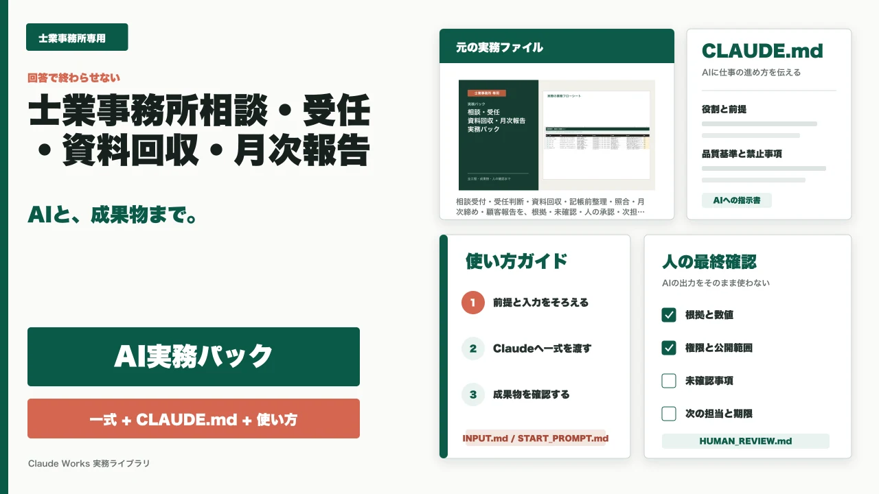 士業事務所 相談・受任・資料回収・月次報告実務パック